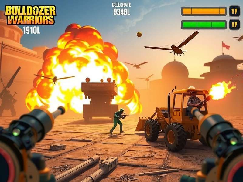 Bulldozer Warriors gameplay screenshot showing demolition action